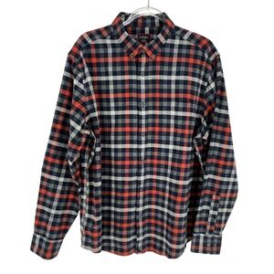 UNTUCKit Arros Mens Flannel Shirt Size XL Navy Red Gray Plaid Button Down Cotton